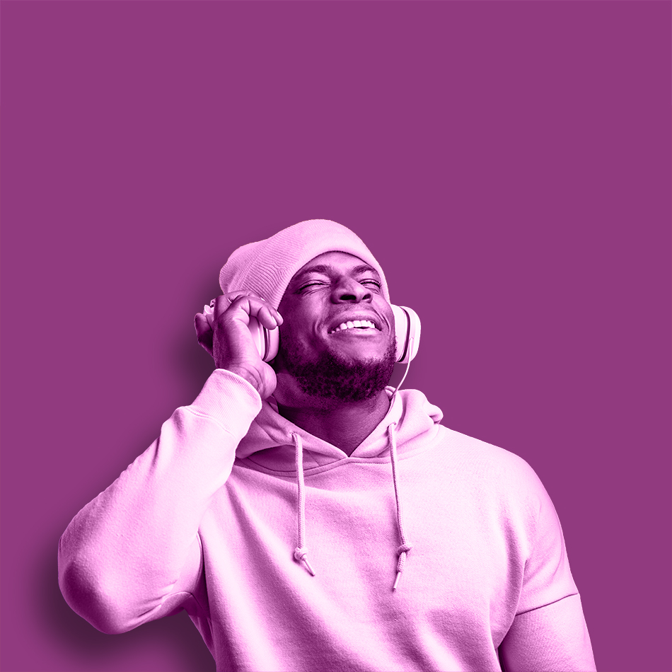 Cute,African-american,Man,In,Headphones,Dressed,In,Street,Style,Wear,